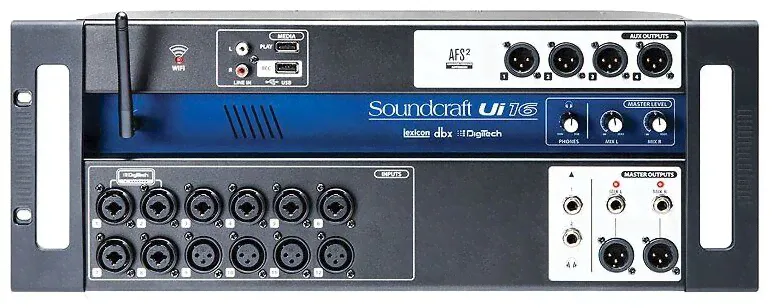 Soundcraft Ui-16 рэковый микшер, 8 comboXLR входы mic/line, 4 XL